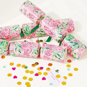 NEW Lilly Pulitzer Set of 6 Party Poppers Shell Pink Koala La La Hair Scrunchies